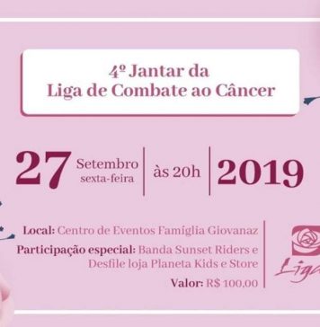 Jantar da Liga do Câncer de Garibaldi tem ingressos à venda