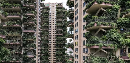 Plantas invadem prédio residencial na China