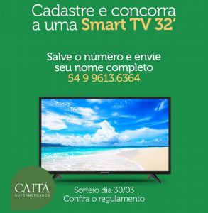 Caitá de Bento vai sortear uma Smart TV