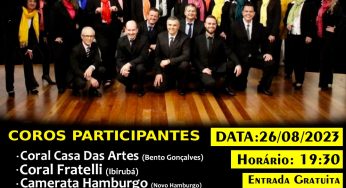 Encontro de Coros da Casa das Artes de Bento Gonçalves ocorre em 26 de agosto
