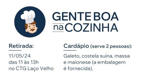 Ação 'Gente Boa na Cozinha' está confirmada para o próximo sábado em Bento Gonçalves