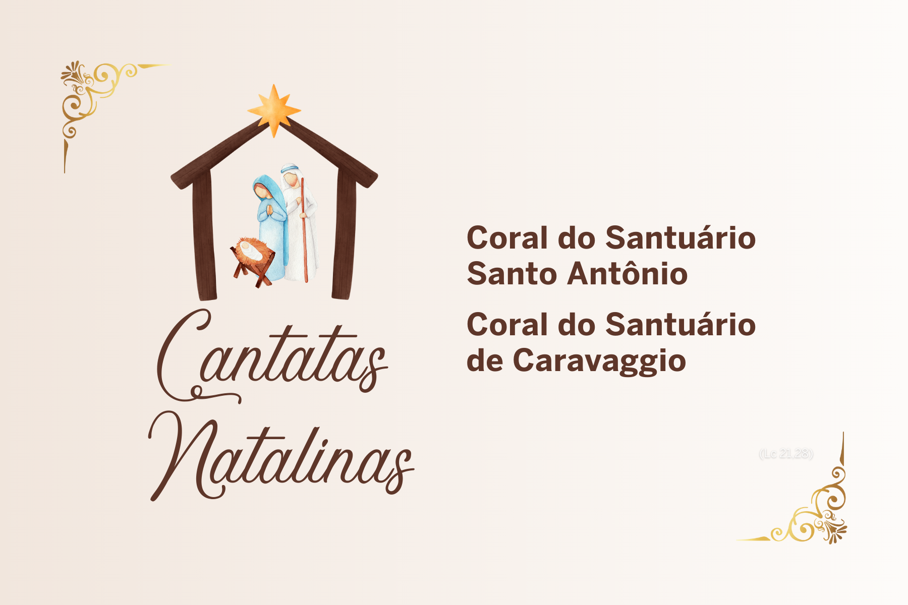 Corais dos santuário de Santo Antônio e de Caravaggio apresentam Cantatas Natalinas