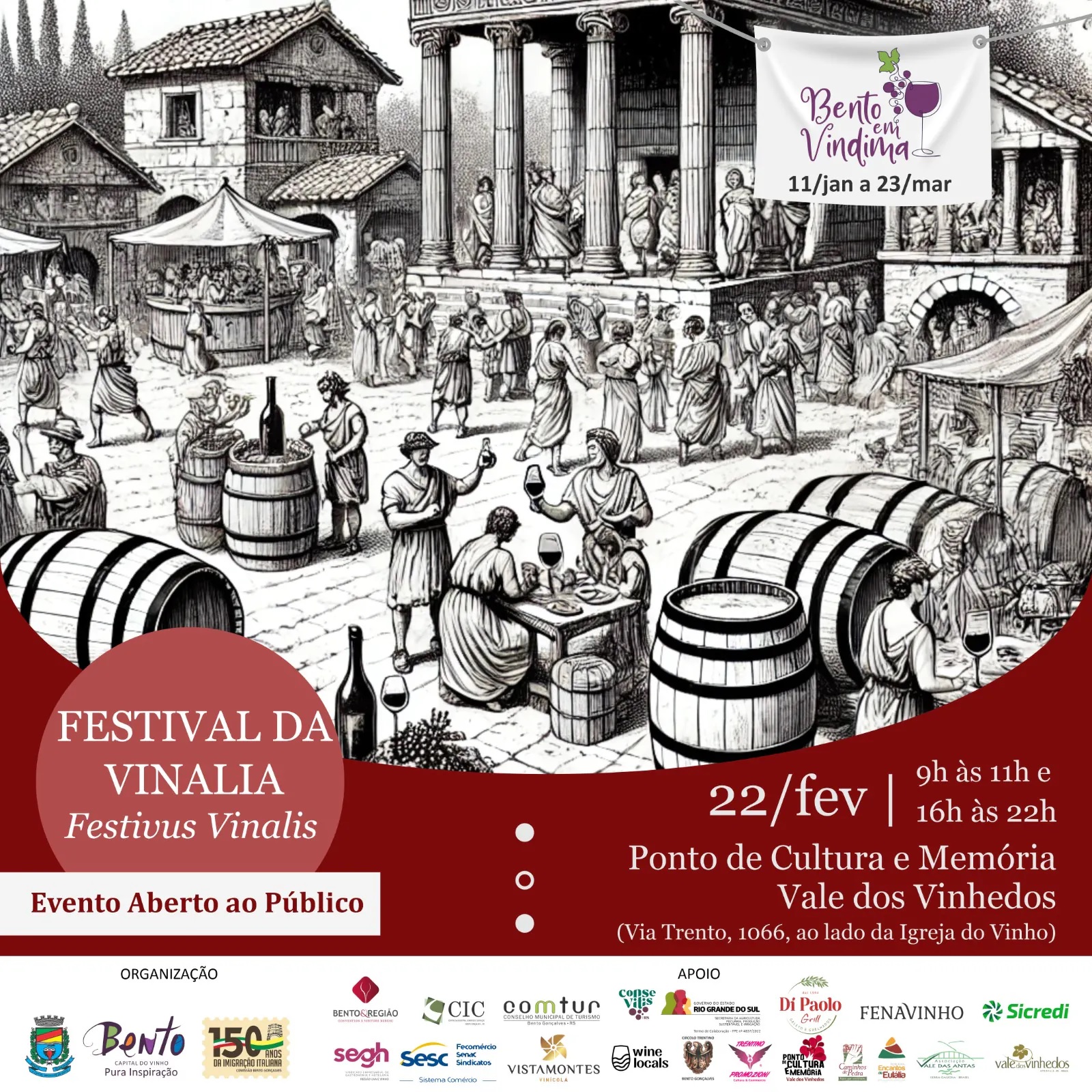 Bento em Vindima: Festival da Vinalia ocorre no próximo dia 22