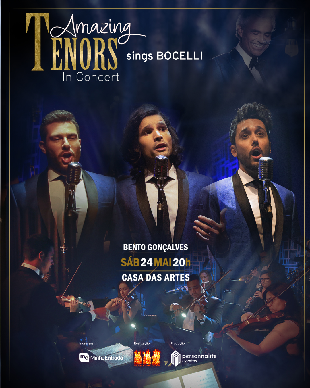 Casa das Artes de Bento Gonçalves recebe o espetáculo musical “Amazing Tenors in Concerts” no sábado (24)