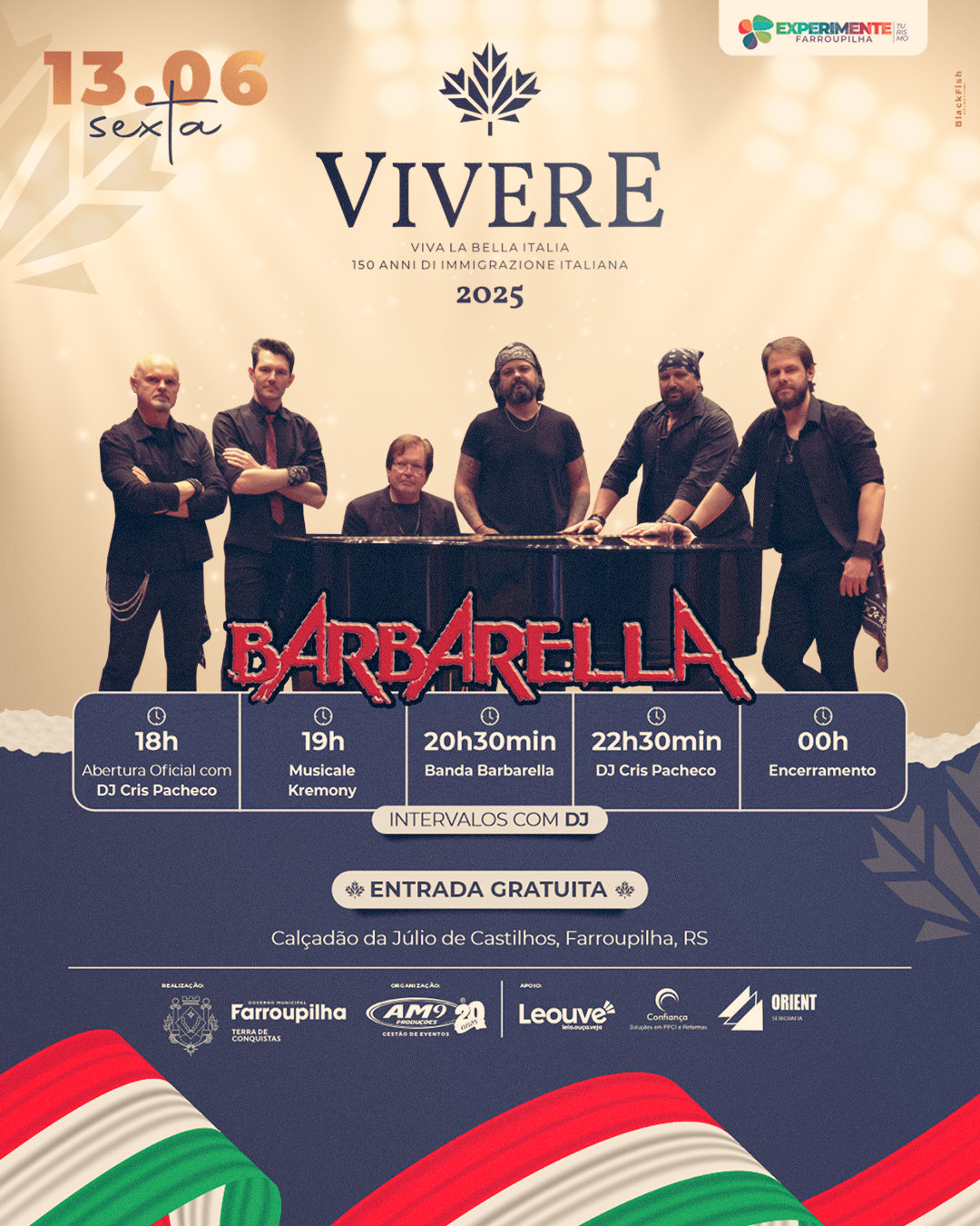 Farroupilha recebe o festival Vivere com o tema “Viva la Bella Italia”