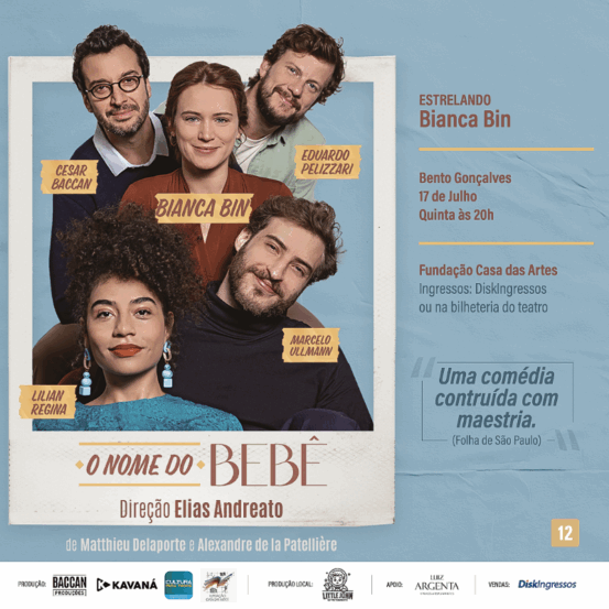 Casa das Artes de Bento Gonçalves recebe a peça “O nome do bebê”