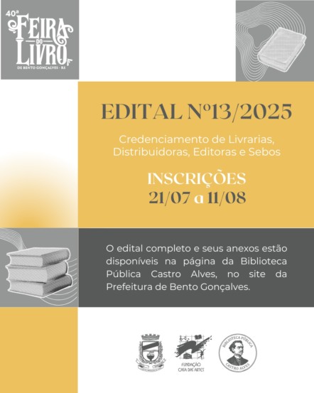 40ª Feira do Livro: inscrições para livreiros abrem em Bento Gonçalves