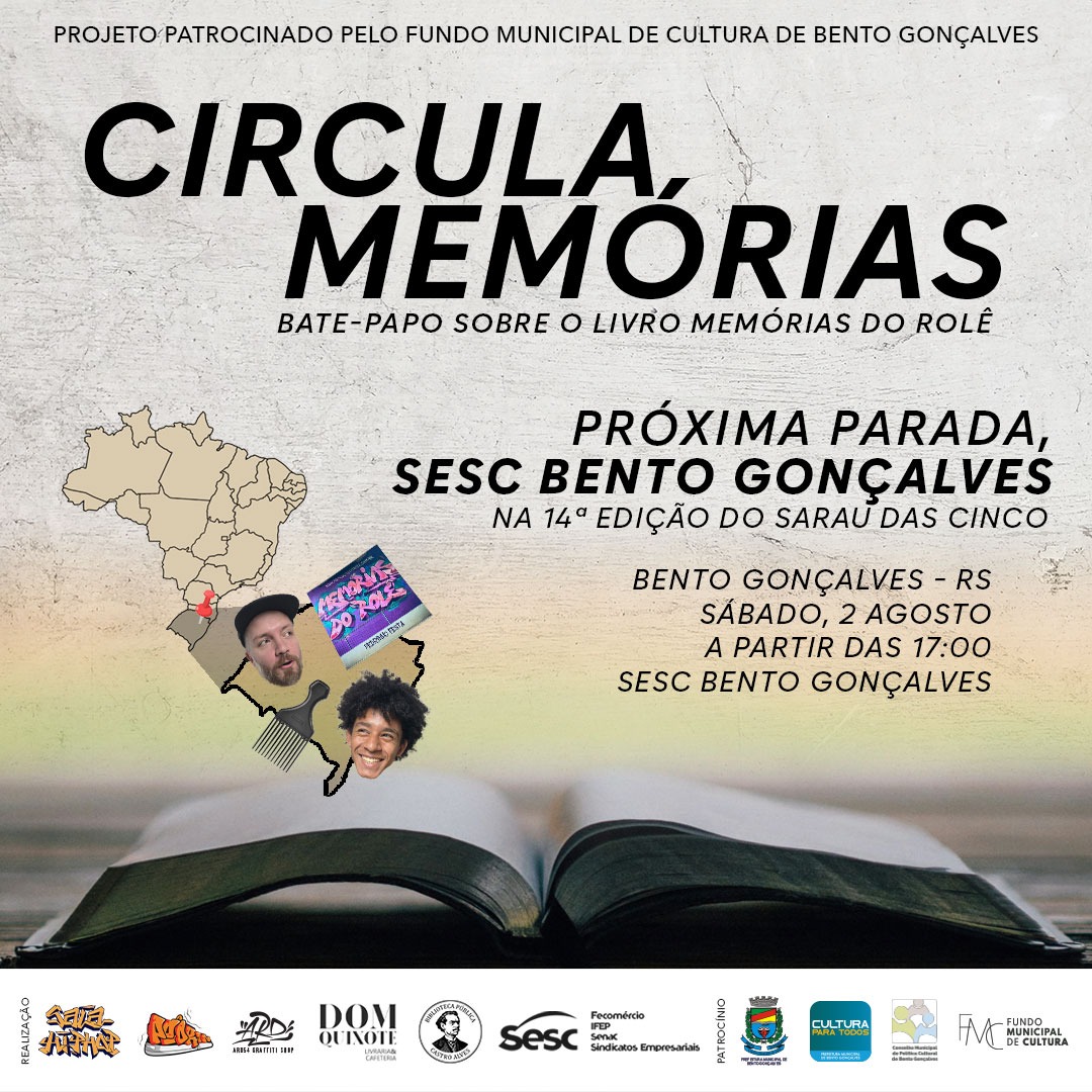 Projeto “Circula Memórias” traz a história do Hip Hop para o Sesc Bento Gonçalves