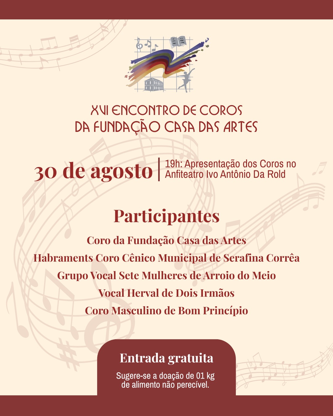 Encontro de Coros da Fundação Casa das Artes de Bento Gonçalves será no dia 30 de agosto