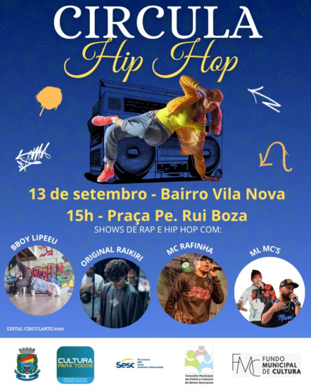 Sábado tem "Circula Hip Hop" no bairro Vila Nova em Bento Gonçalves