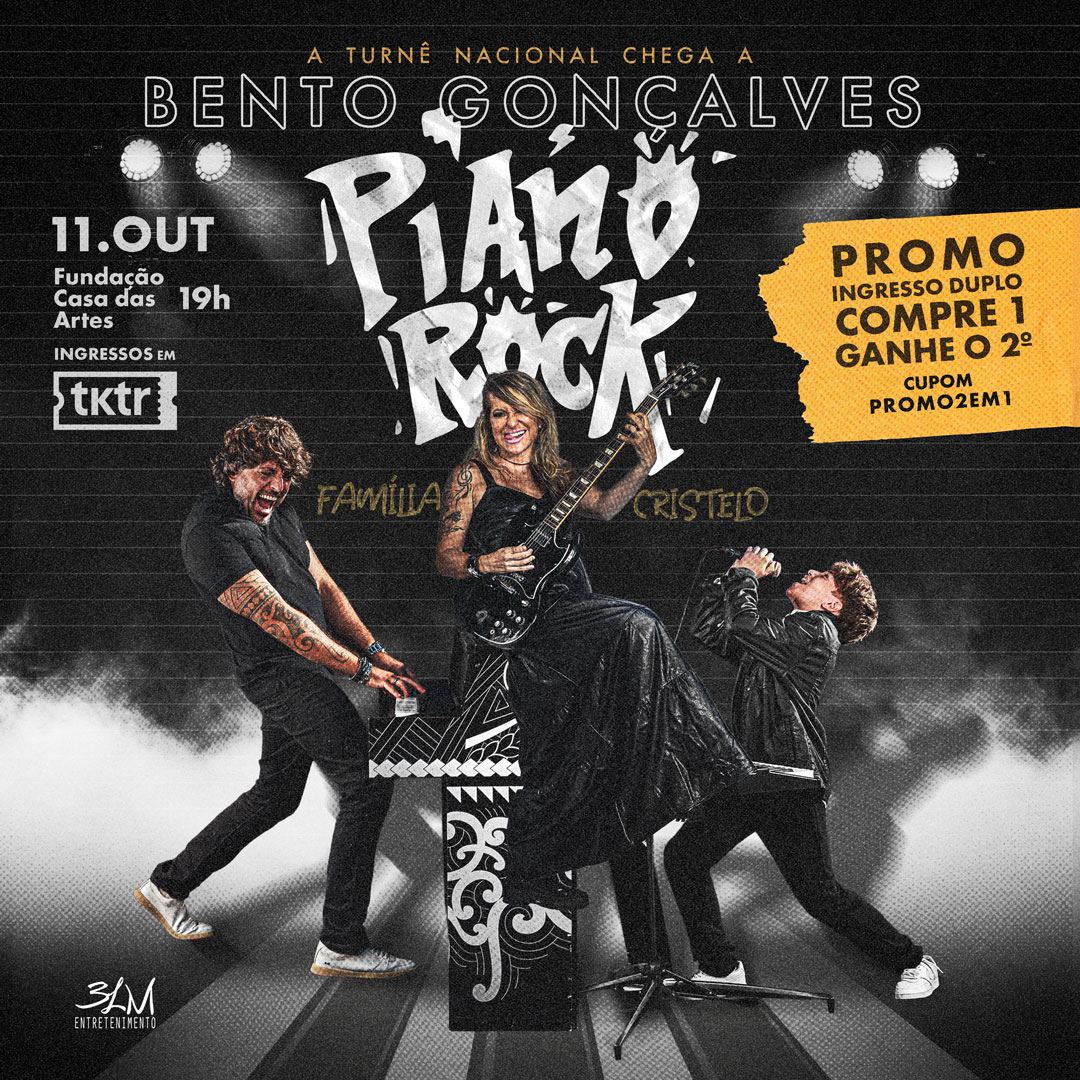 Casa das Artes de Bento Gonçalves recebe o espetáculo “Piano Rock”