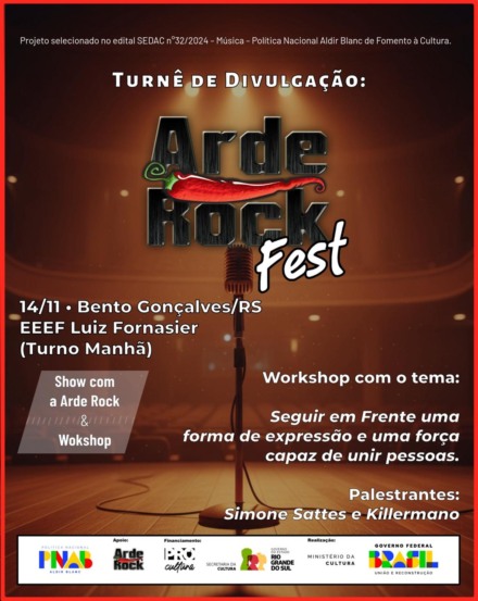 'Arde Rock Fest' apresenta workshop e show para estudantes de Bento Gonçalves