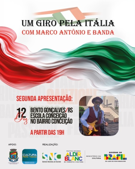 Bairro Conceição de Bento Gonçalves recebe o espetáculo 'Um Giro pela Itália'