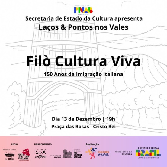 Projeto 'Laços e Pontos nos Vales' promove Filò Cultura Viva em Bento Gonçalves