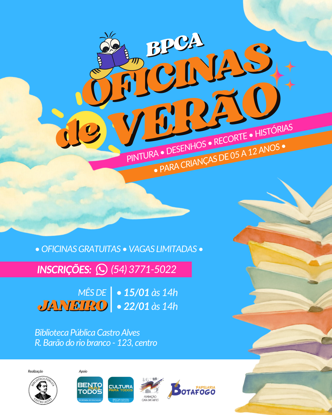 Biblioteca Pública de Bento Gonçalves promove oficinas para crianças e adolescentes