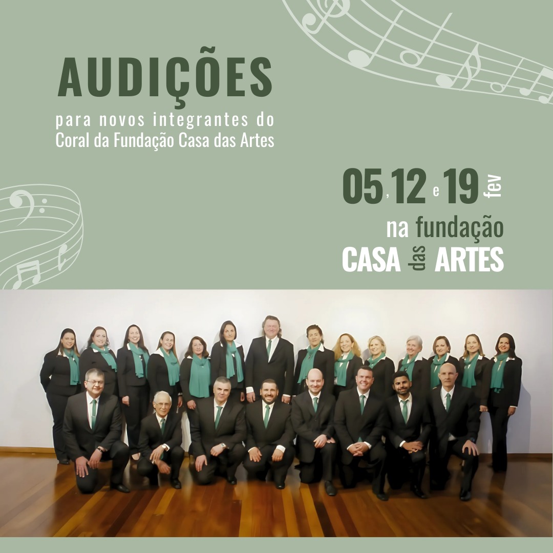 Inscrições para o Coral Fundação Casa das Artes seguem até 04 de fevereiro