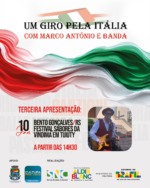 Projeto 'Um Giro pela It&aacute;lia com Marco Ant&ocirc;nio e Banda' estar&aacute; no Festival Sabores da Vindima de Tuiuty