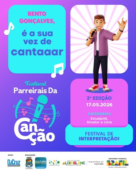 2ª edição do Festival Parreirais da Canção abre inscrições em Bento Gonçalves